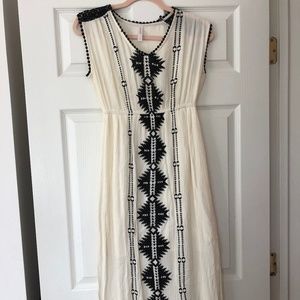Boho Black and Cream Geometric Maxi Sundress